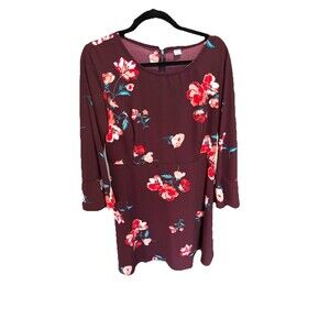 Old Navy Womens Maroon Floral Bell Sleeve Stretch Fit & Flare Dress Size Large
